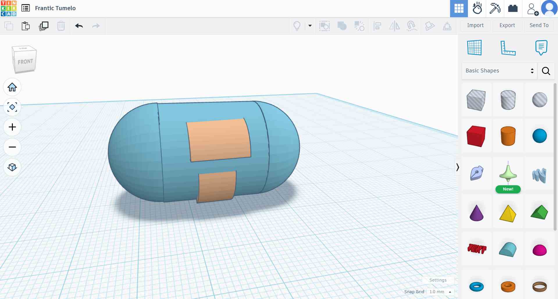 Final 3D design from tinkercad